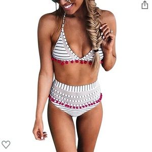 High waisted striped Bikini